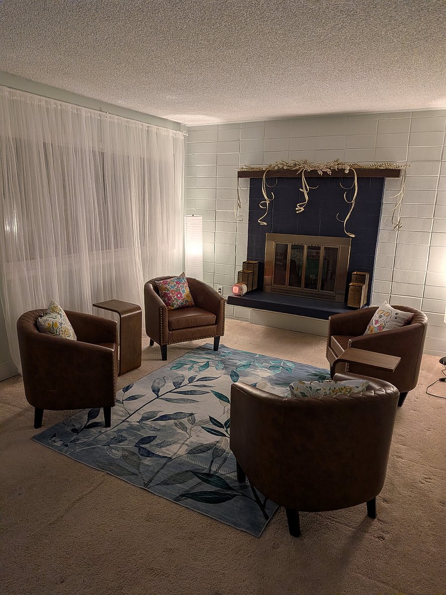 Curtains provide privacy in the living room