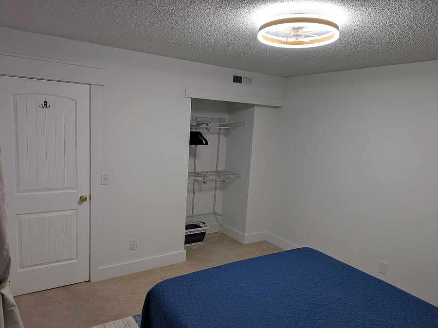 Open closet in the guest bedroom