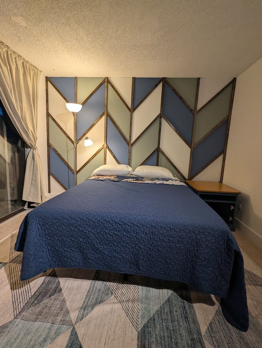 Main bedroom with blackout curtains