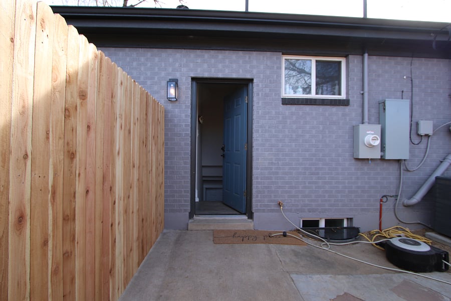 This is the separate entryway for the basement unit. You enter through this door and go down the stairs directly into the unit.