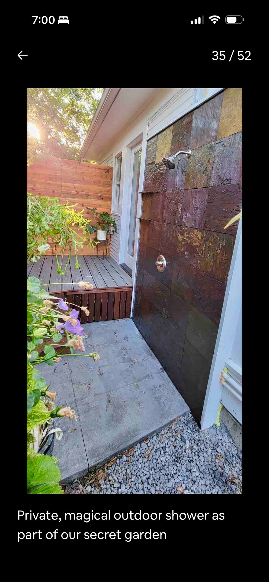Outdoor secret garden shower