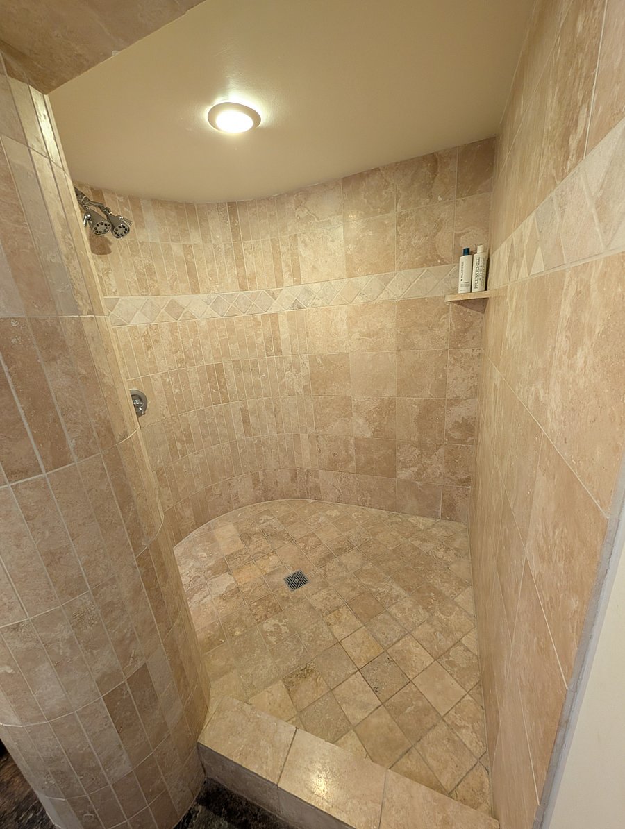 huge shower with double heads