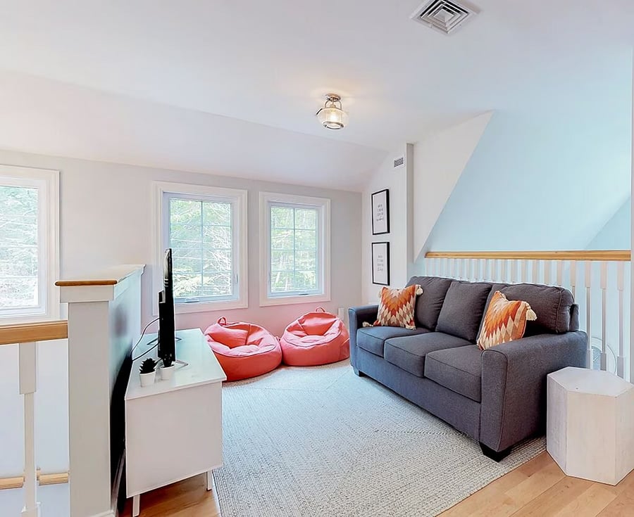 loft area with queen sleeper sofa