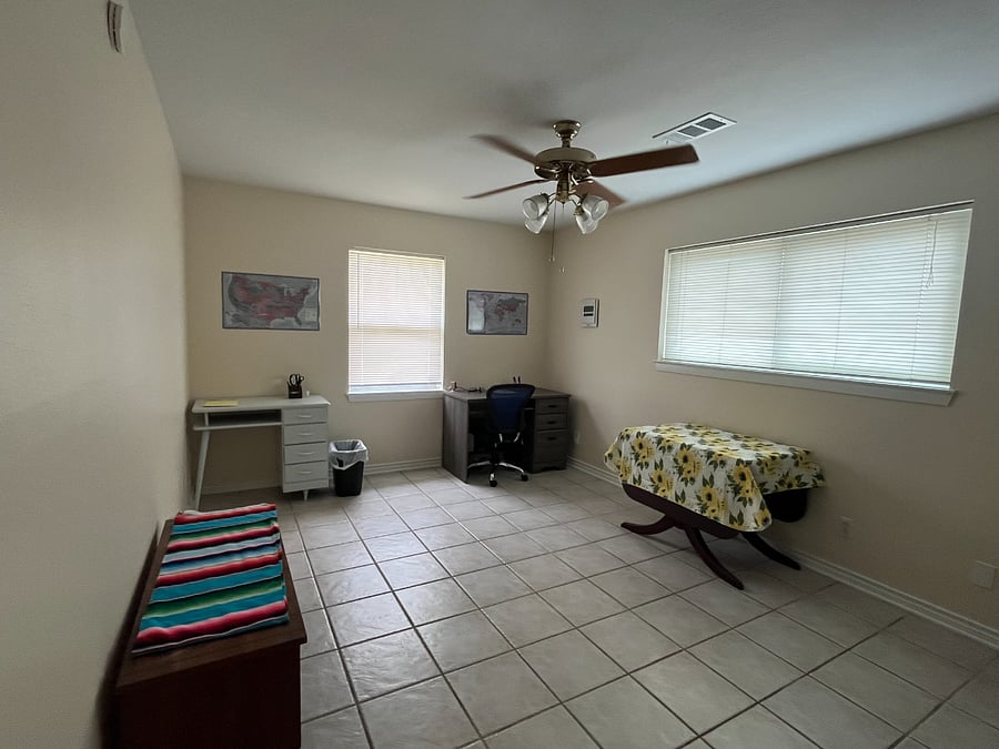 workstation shared in laundry area