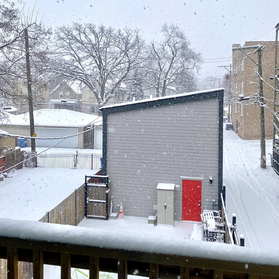 View of coach house from primary building.