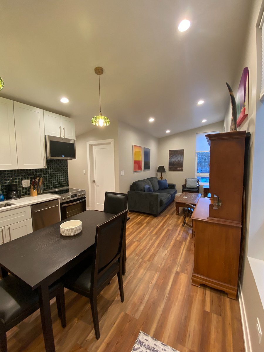 Kitchen/Dining and Living Room. Full kitchen. All electric, compact-size appliances