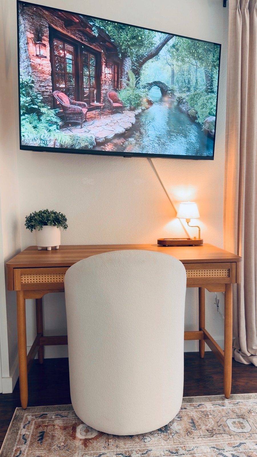 Dedicated desk and workspace ideal for remote work or trip planning.