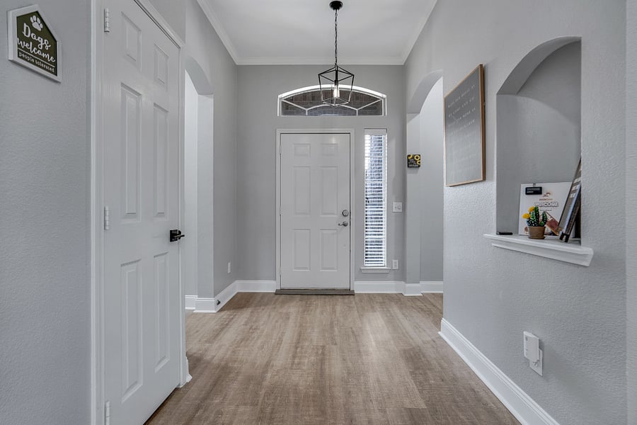 Looking back at the entry to the home