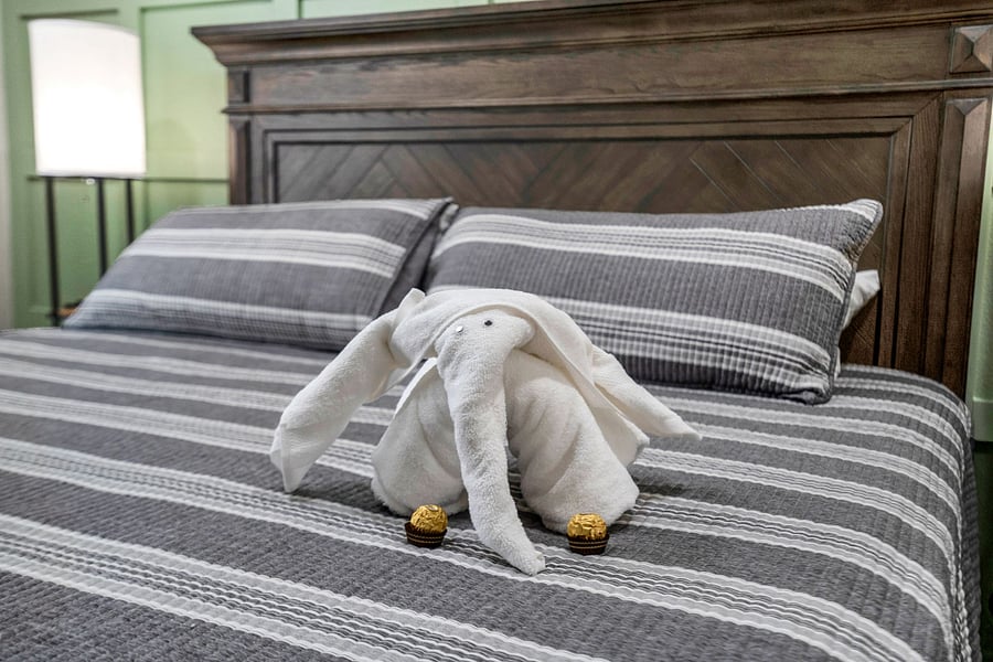 Signature welcome pals on every bed :>