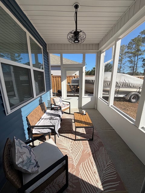 Patio in rear of home