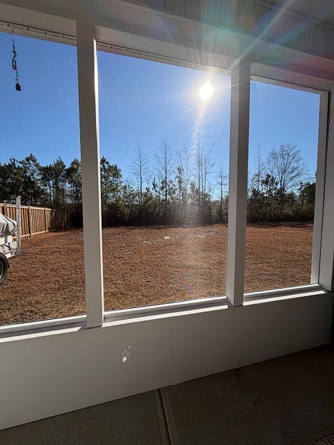View from patio of backyard