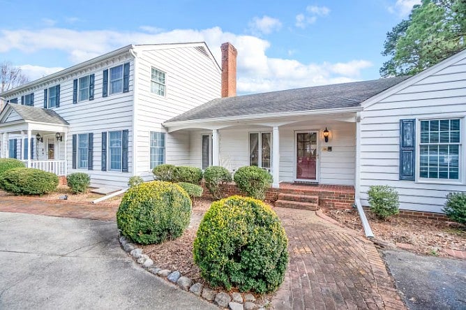 Charming front entrance with classic architecture and welcoming curb appeal.