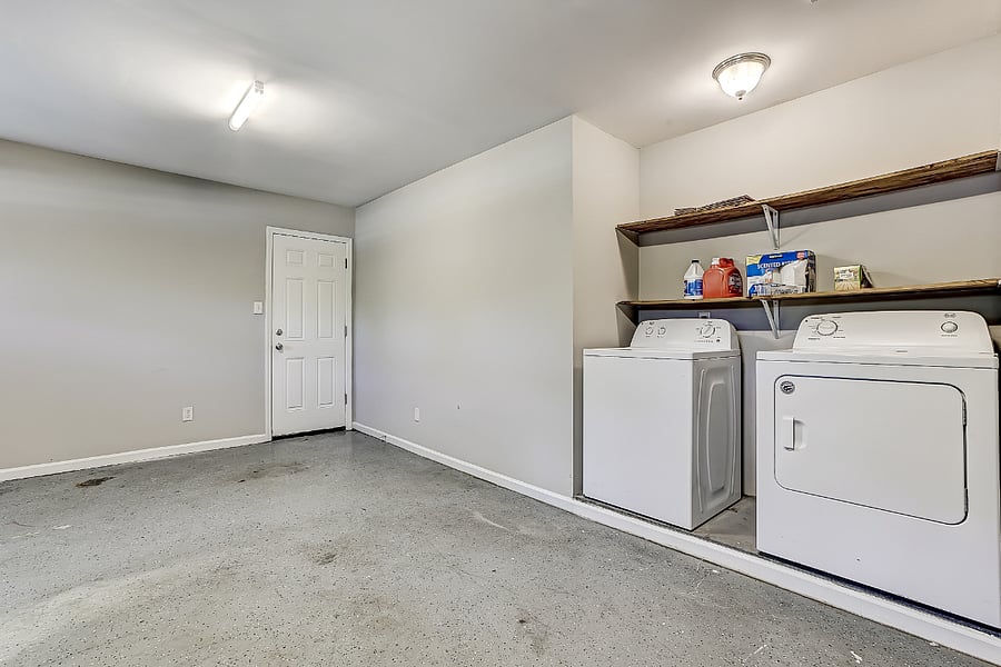 In-garage unit washer and dryer available for guest use