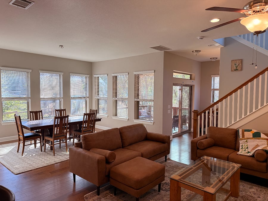 Living room and dining room