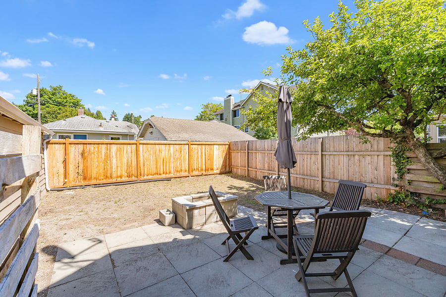 Fully-fenced backyard.