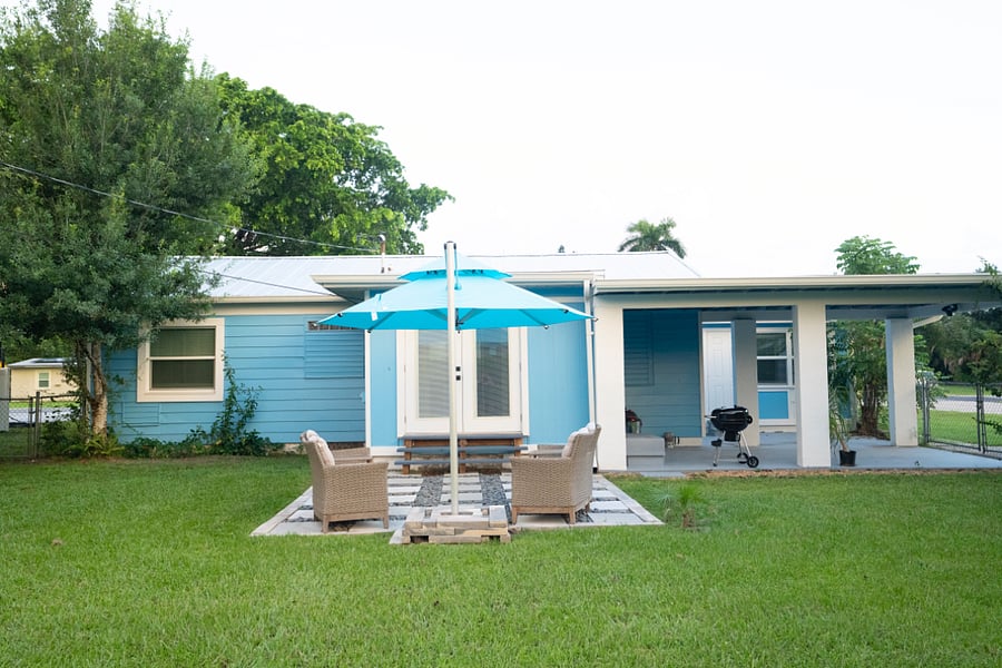 Enjoy calm cool evenings out back.  Fort Myers Florida home.