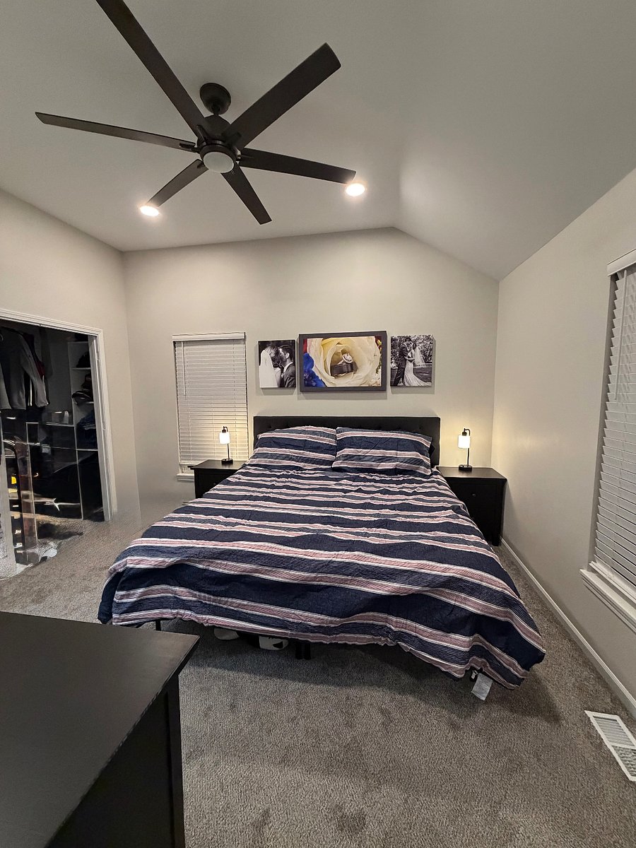 Master bedroom-king bed with large closet and master bath attached. Plenty of daylight if desired or closed blinds allow for nice blackout at night