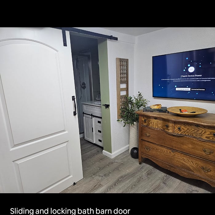 Entry from living room to bathroom