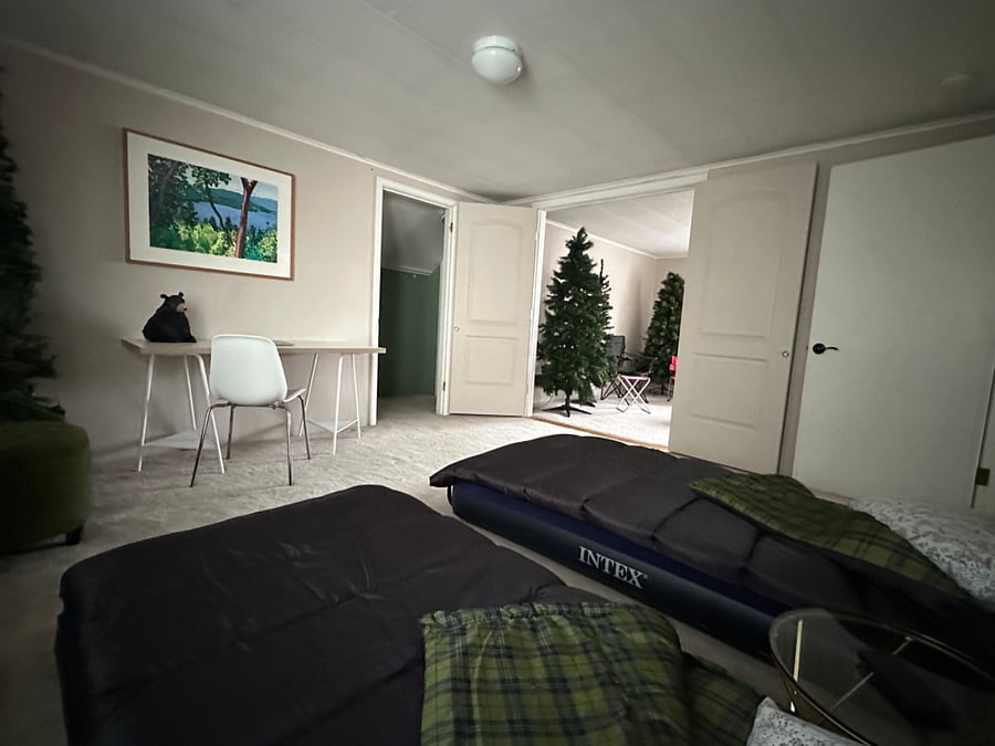 Upper Floor - Two Twin Air Mattresses and Desk with Adjoining Doors to King Bedroom