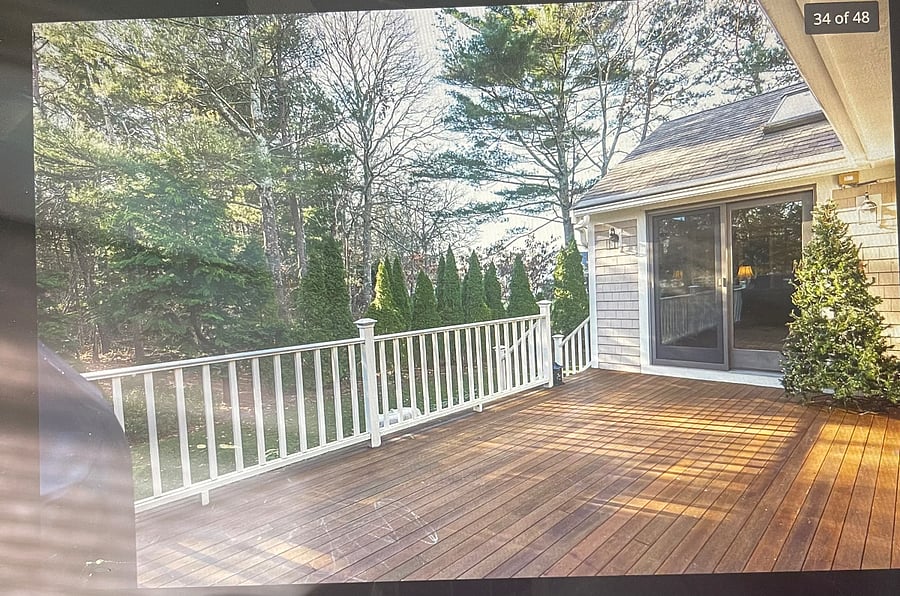 Mahogany deck. Shared space.