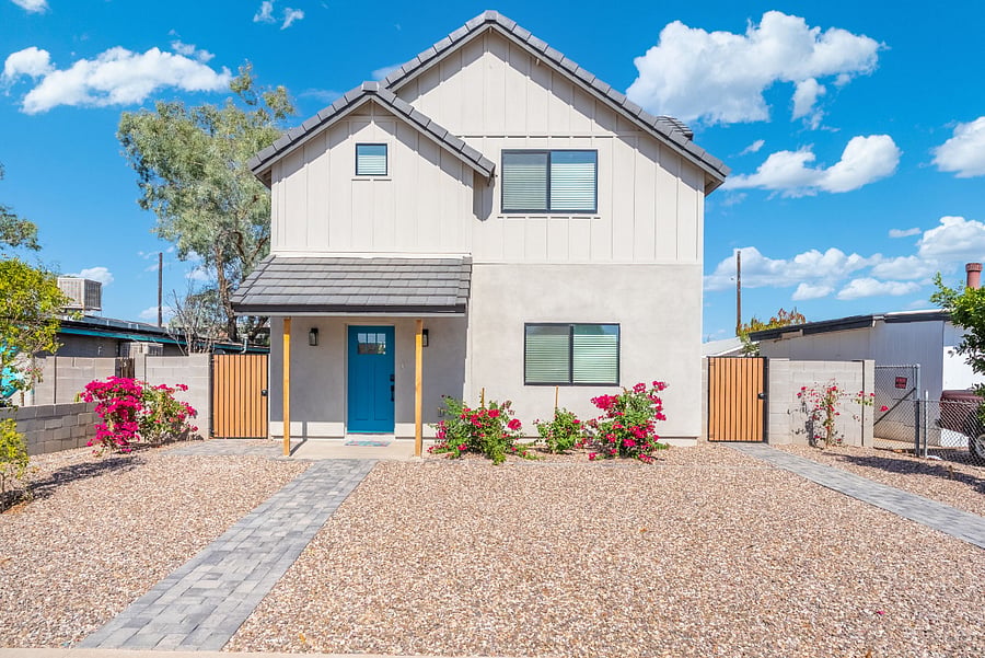 This dynamic view highlights the smart, accessible layout of this striking two-story property. Perfectly designed for guest privacy or multi-group bookings, it features completely separate entry pathways & multi-level outdoor living areas.