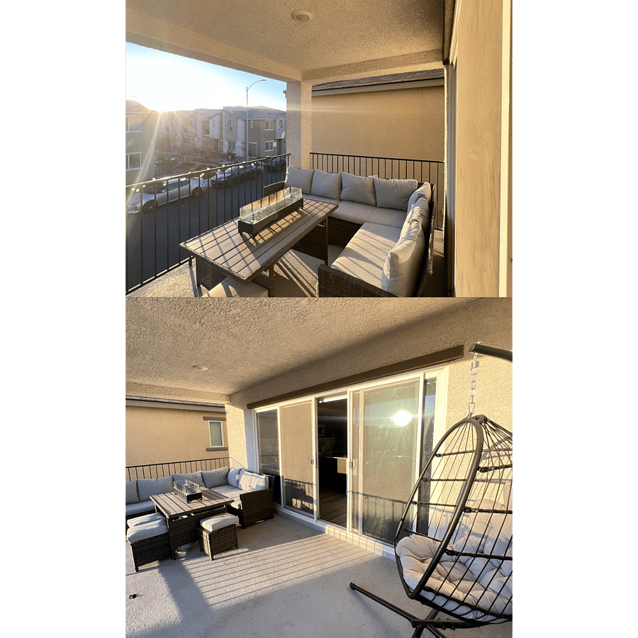 Large balcony with fire pit 