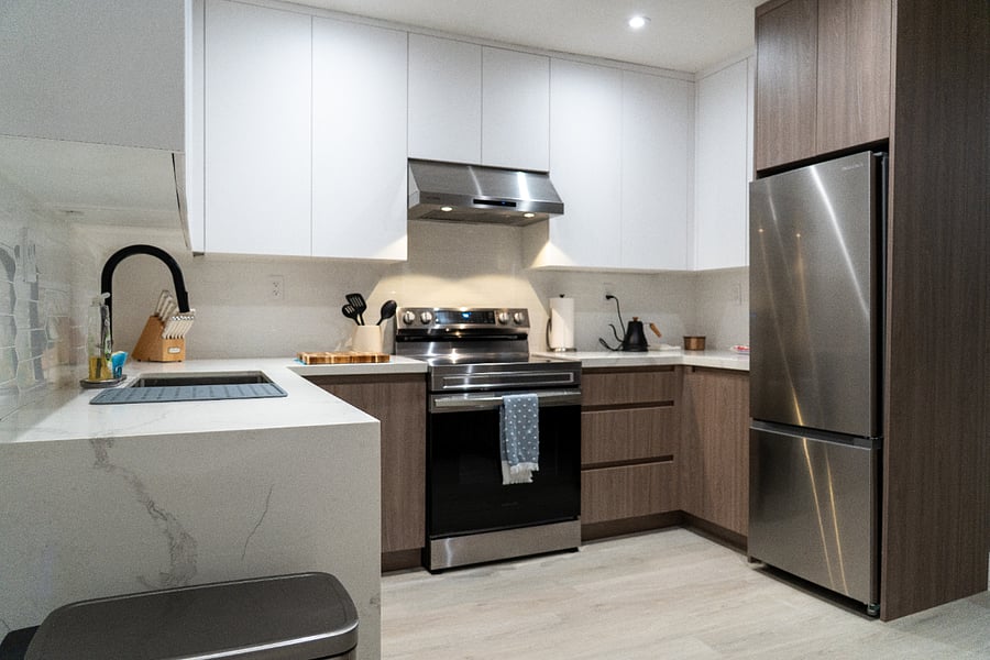 Fully renovated kitchen with new appliances.