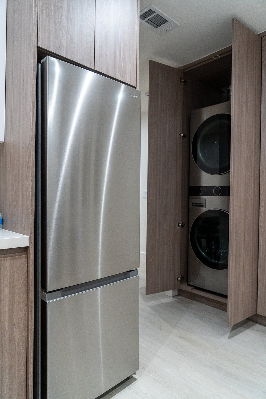 In-unit laundry unit with brand new washer and dryer.