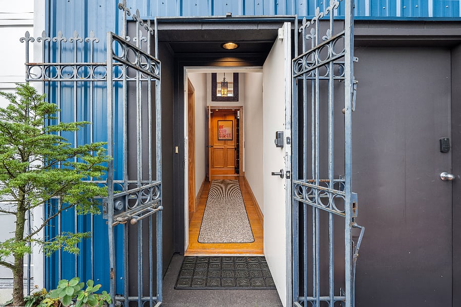 Secure front door entry via a keypad.