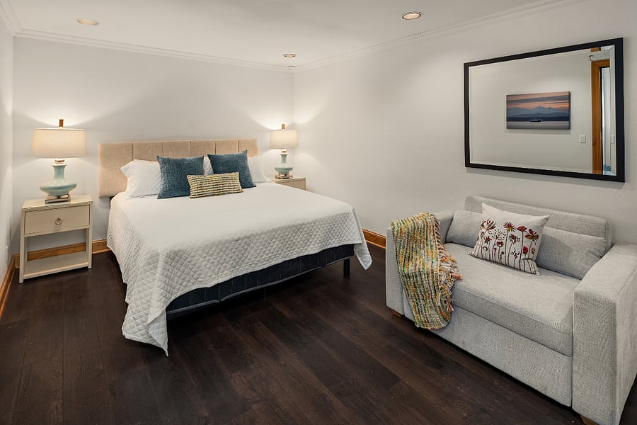 The second bedroom has a California King bed, twin sleeper chair and great privacy.