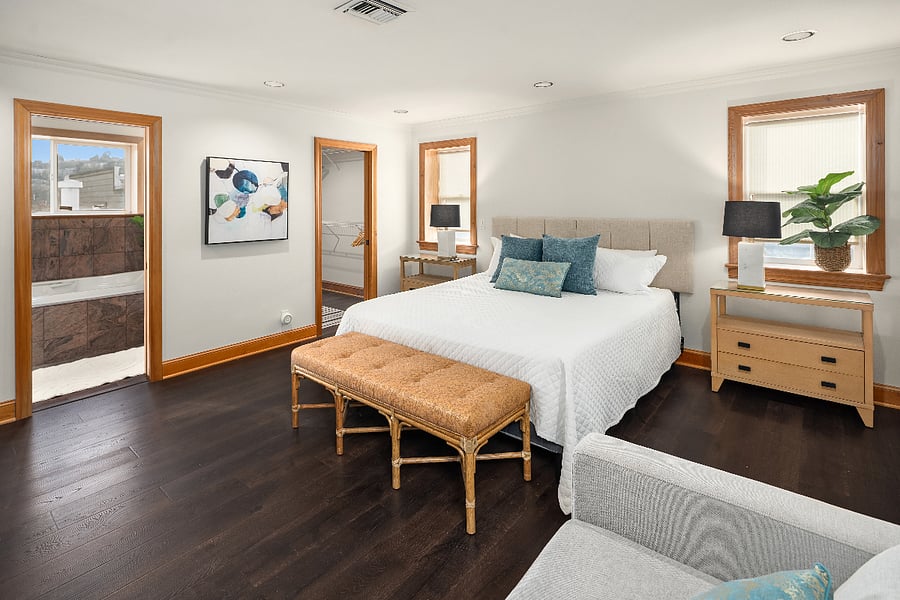 Primary room at opposite end to the living room providing great privacy and separation of living and sleeping areas.