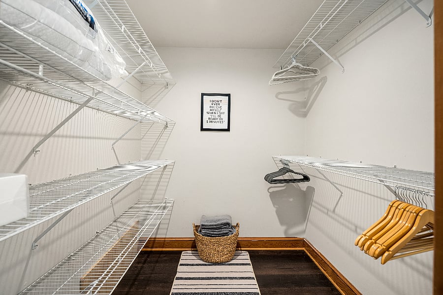 Expansive closet space in the primary suite.