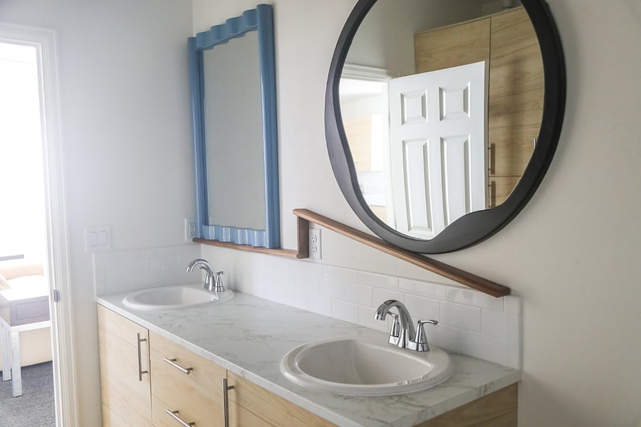 Bathroom with double vanity.