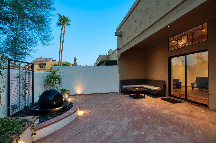 Enjoy the outdoor sectional under cover - Weber gas grill not shown.