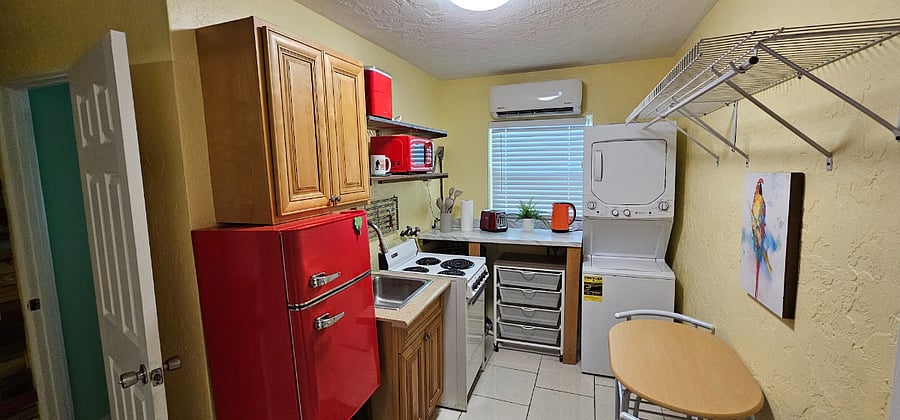 Kitchen with laundry.