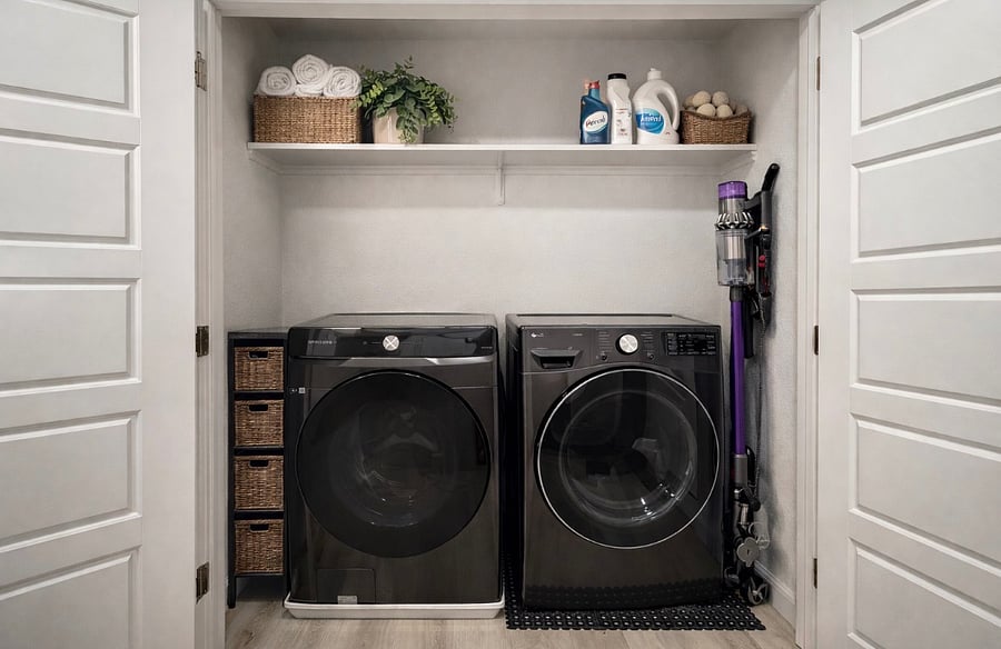 In-Home Laundry Near Bedroom & Bath Full-Size Washer/Dryer, Iron & Steamer