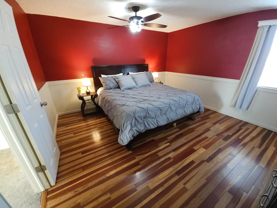 Master suite with king memory foam bed
