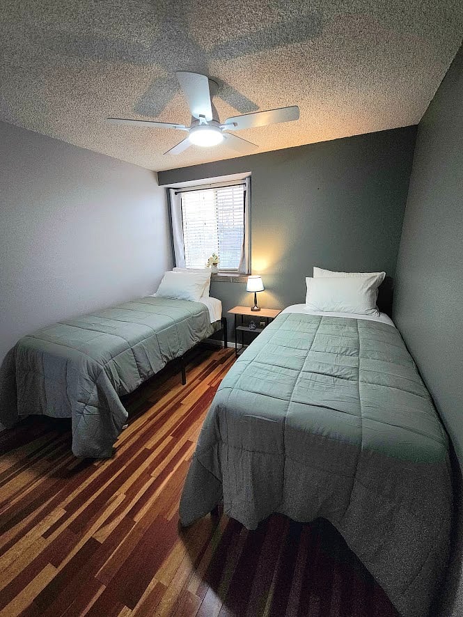 2 Twin XL Plush Hybrid mattresses with large closet