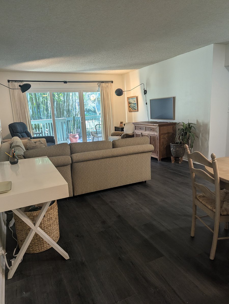 living area with green view