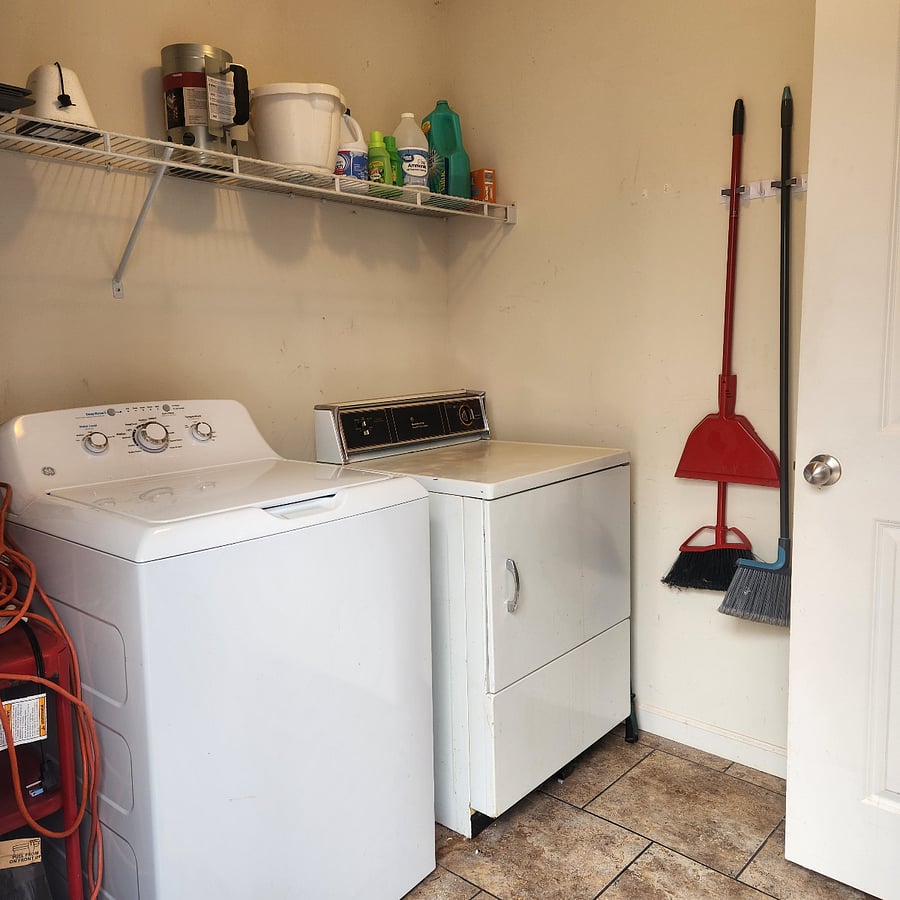 Laundry room with washer and dryer.