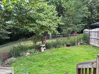 Fenced in backyard