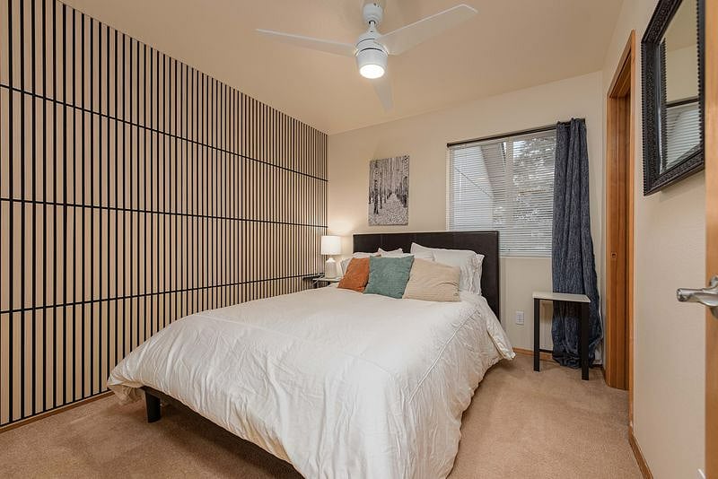 Queen Bedroom with closet/blackout drapes
