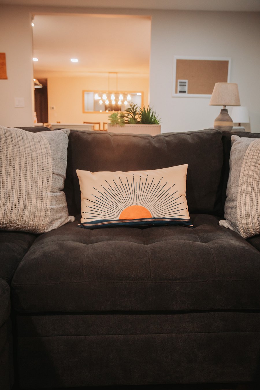 The fireside living room's spacious seating