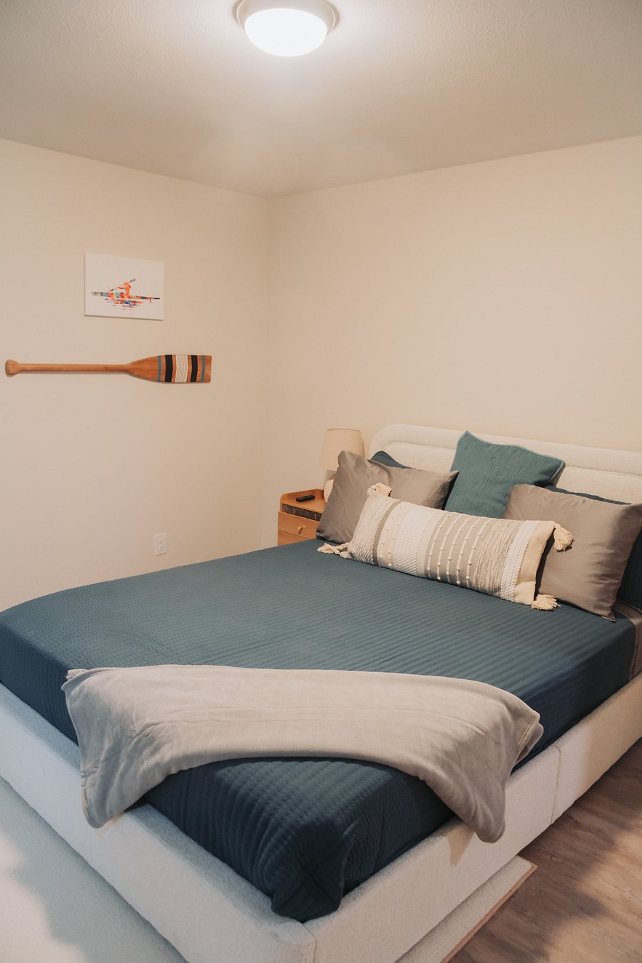 Bedroom Two has night stands which light up at the touch of a button.