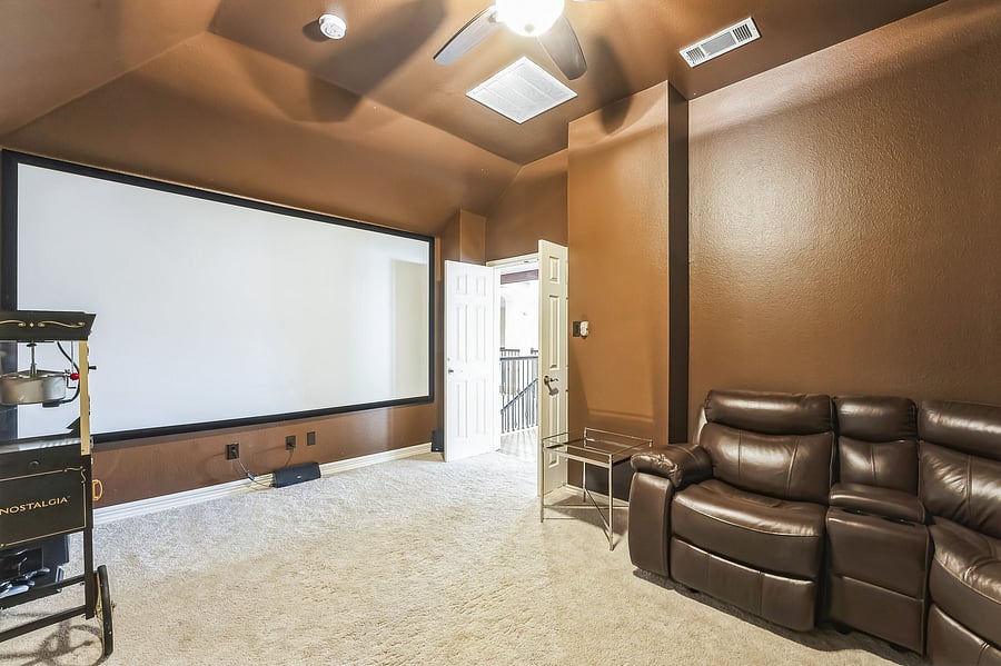 Movie room with projector screen
