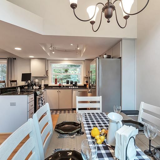 Kitchen fully equipped with everything you could imagine. Coffee pot and Keurig, rice maker, toaster, blender, most any spice you could imagine, and more.