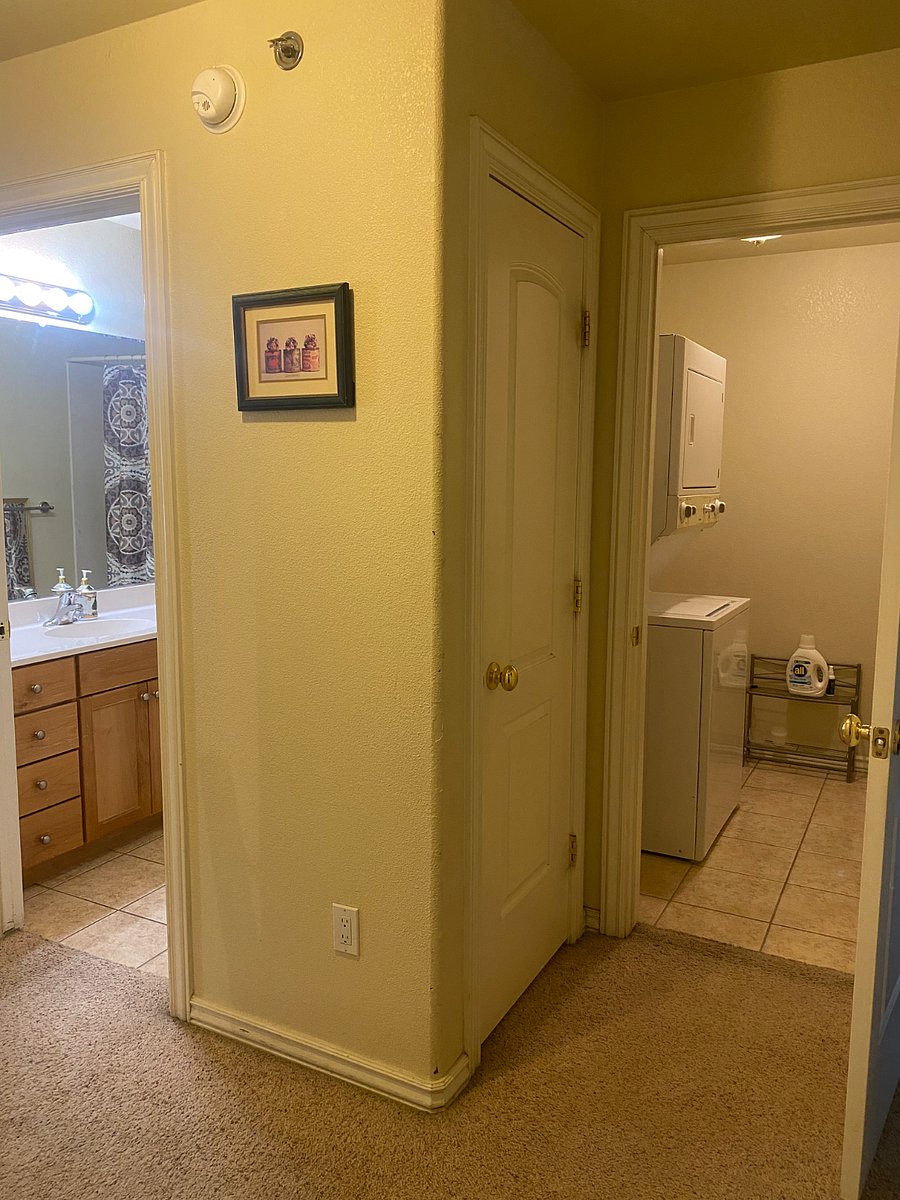 (L) Your private bathroom. (R) Laundry Room Both upstairs.