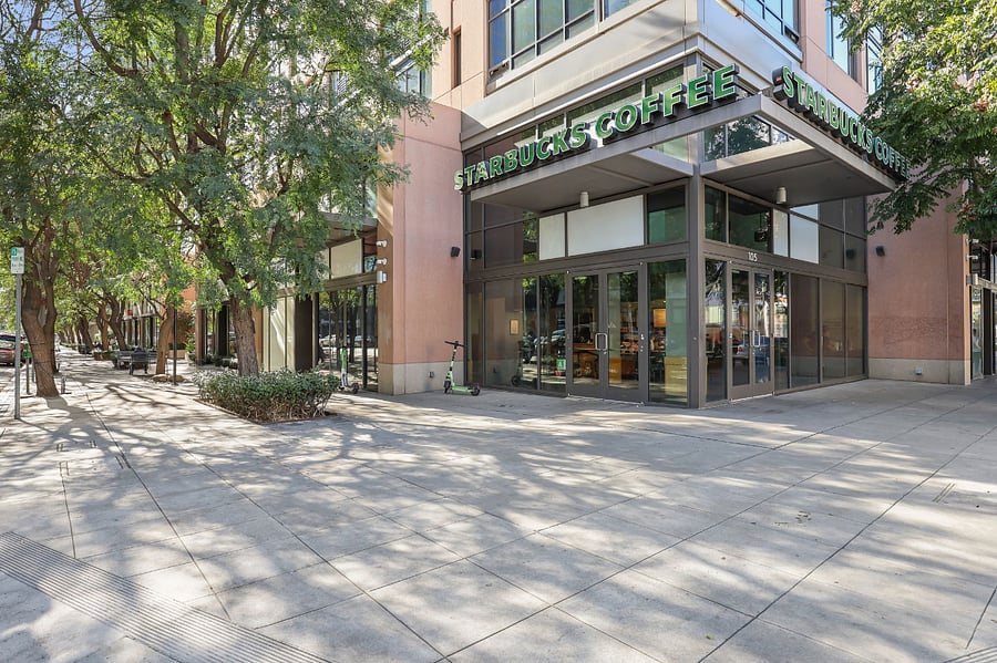 Starbucks connected to Building