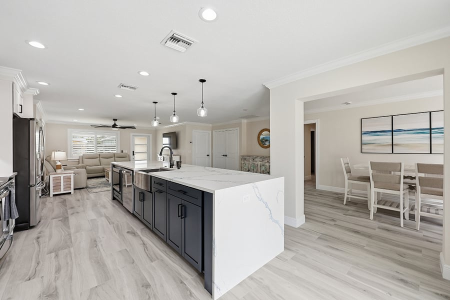 View of kitchen looking towards living area
