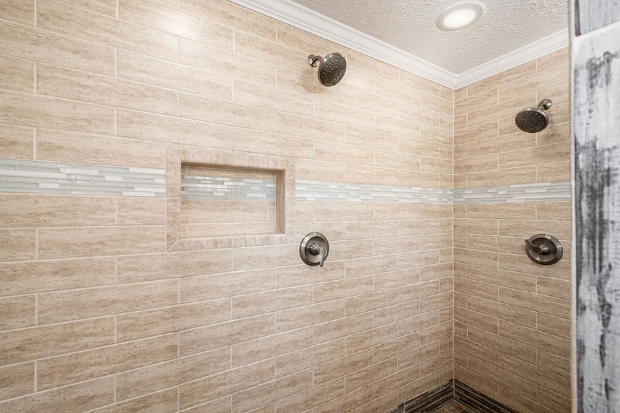 Full bathroom, double rainhead showers